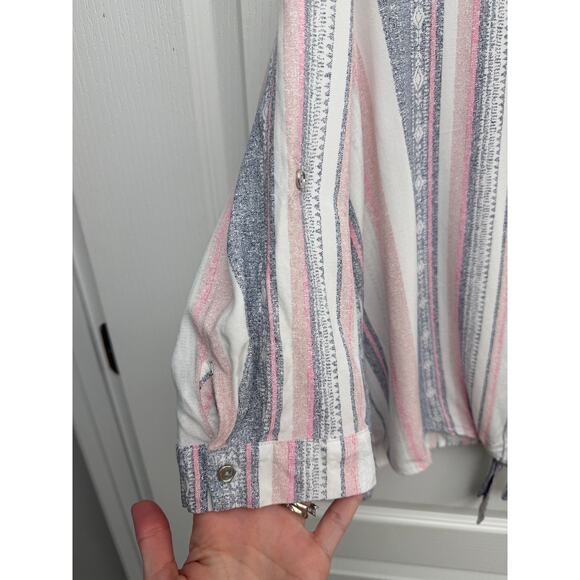 Woman’s ava & grace Striped Tie Front Blouse Roll Tab Sleeves XL - Picture 3 of 6
